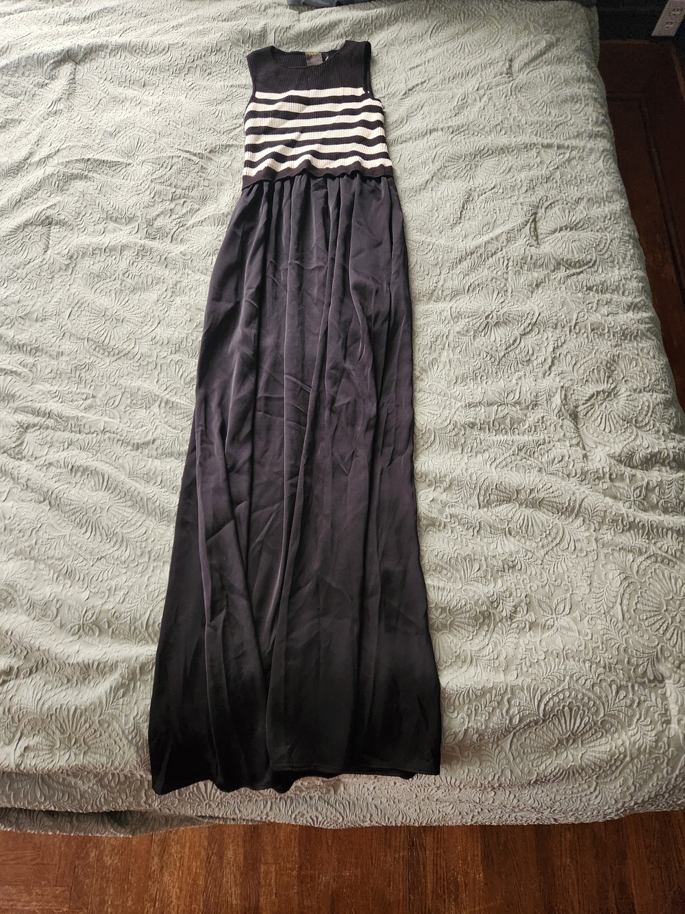 Taylor Black and White Striped Maxi Dress